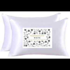 Satin Pillowcases White Standard Queen Set Zipper